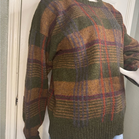 VINTAGE Christopher Hayes Sweater Mens Size M Green Red Plaid Shetland Wool. - Picture 3 of 11